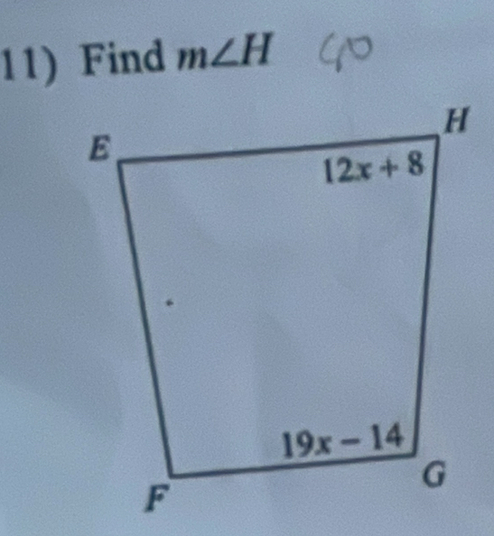 Find m∠ H