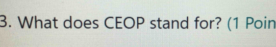 What does CEOP stand for? (1 Poin