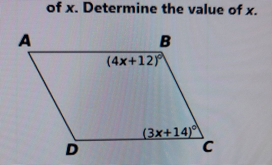 of x. Determine the value of x.