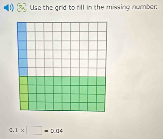 Use the grid to fill in the missing number.
0.1* □ =0.04