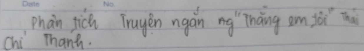 phan fich Truyen ngán ng "Tháing em jài mh 
chi Thanh.