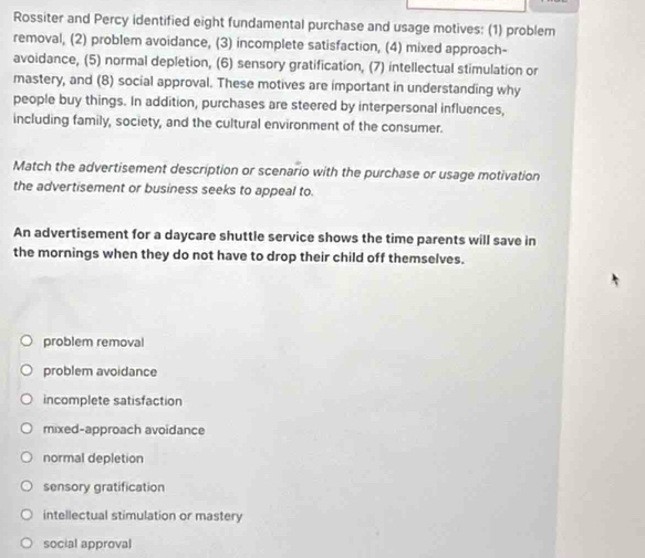 Solved: Rossiter and Percy identified eight fundamental purchase and ...