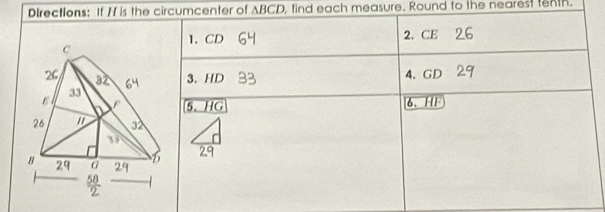 circumcenter of ABCD, find each measure. Round to the nearest tenth.