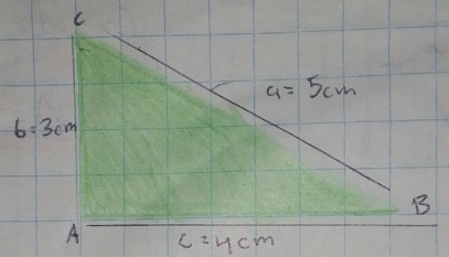 C
a=5cm
6=3cm
B
A c=4cm