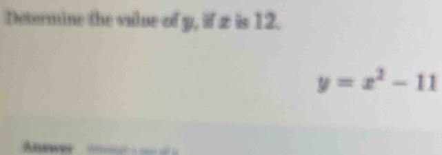 Determine the value of y, if z is 12.
y=x^2-11