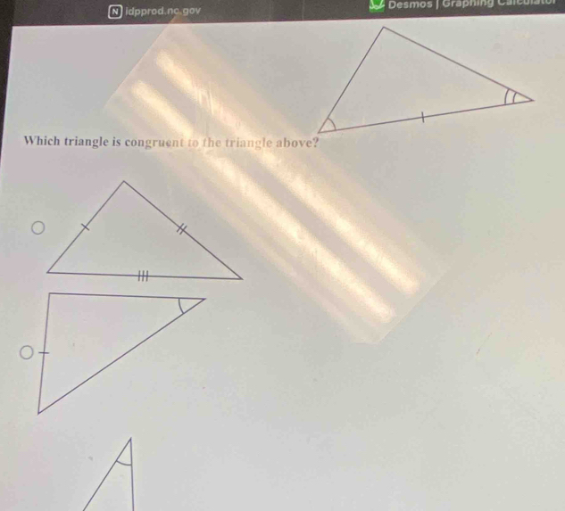 Solved: idpprod.nc.gov Desmos | Graphing Calculator Which triangle is ...