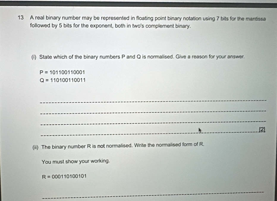 Solved: A real binary number may be represented in floating point ...