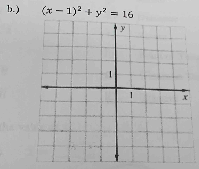 ) (x-1)^2+y^2=16