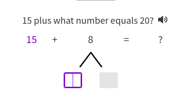 15 plus what number equals 20? )
15+ 8 = ?