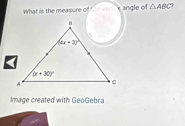 What is the measure of the vertex angle of △ ABC 2
Image created with GeoGebra