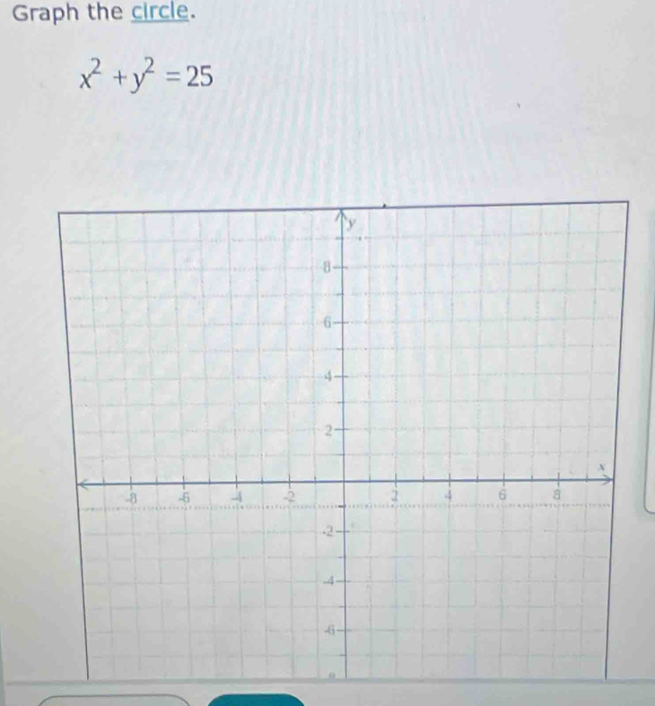 Graph the circle.
x^2+y^2=25