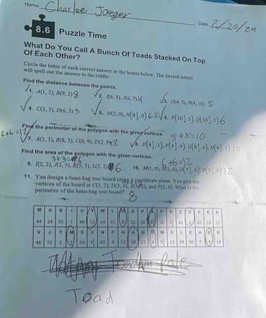 Solved: Name _ _ Dato 8.6 Puzzle Time What Do You Call A Bunch Of Toads ...
