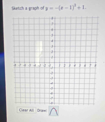 Sketch a graph of y=-(x-1)^2+1. 
Clear All Draw: