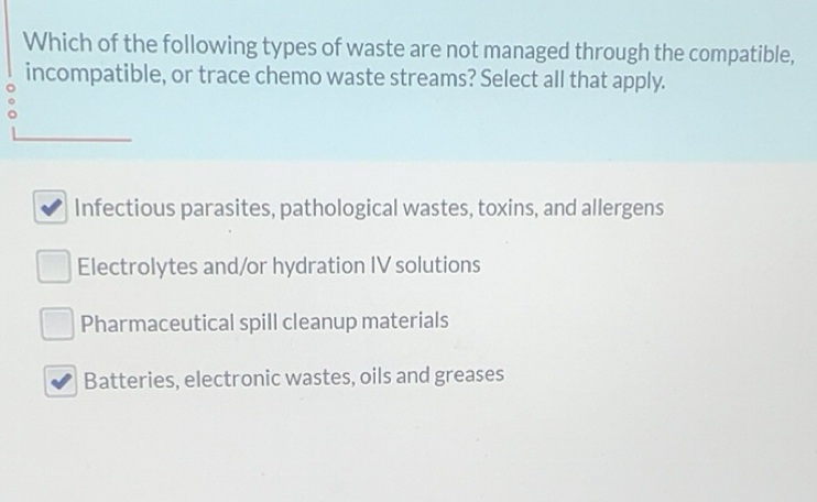 Solved: Which of the following types of waste are not managed through ...