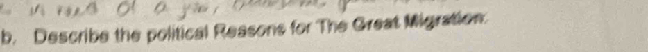 Describe the political Reasons for The Great Migration.