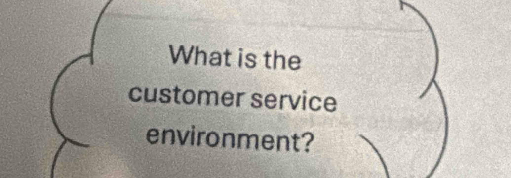 What is the 
customer service 
environment?