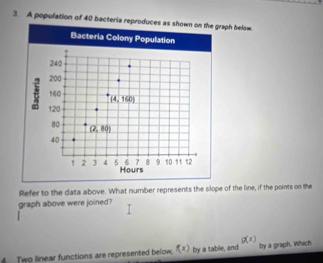 Solved: A population of 40 bacteria reproduces as shown on the graph ...
