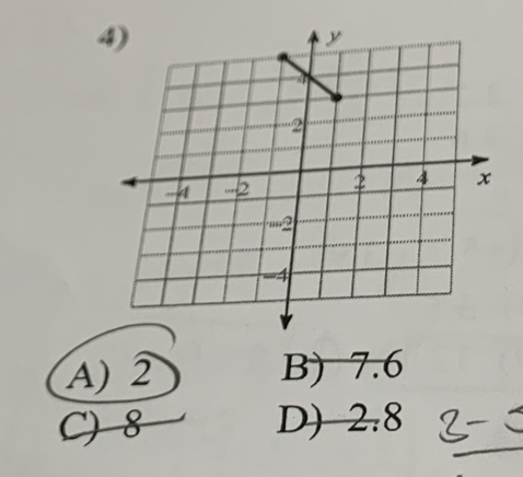 A) 2 B) 7.6
C) 8 D) 2.8