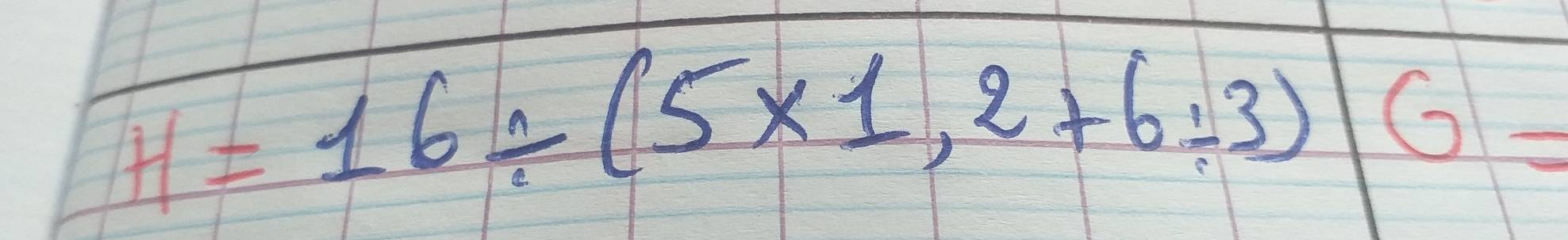 overline H=16/ (5* 1,2+6/ 3)sqrt(6)=