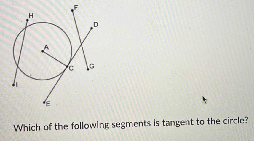 Which of the following segments is tangent to the circle?