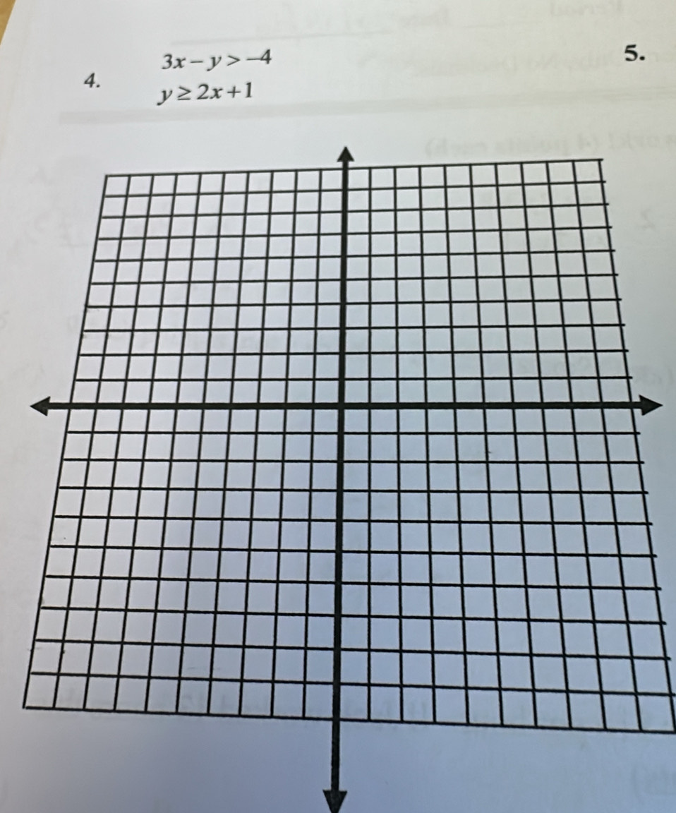 3x-y>-4
5.
4. y≥ 2x+1