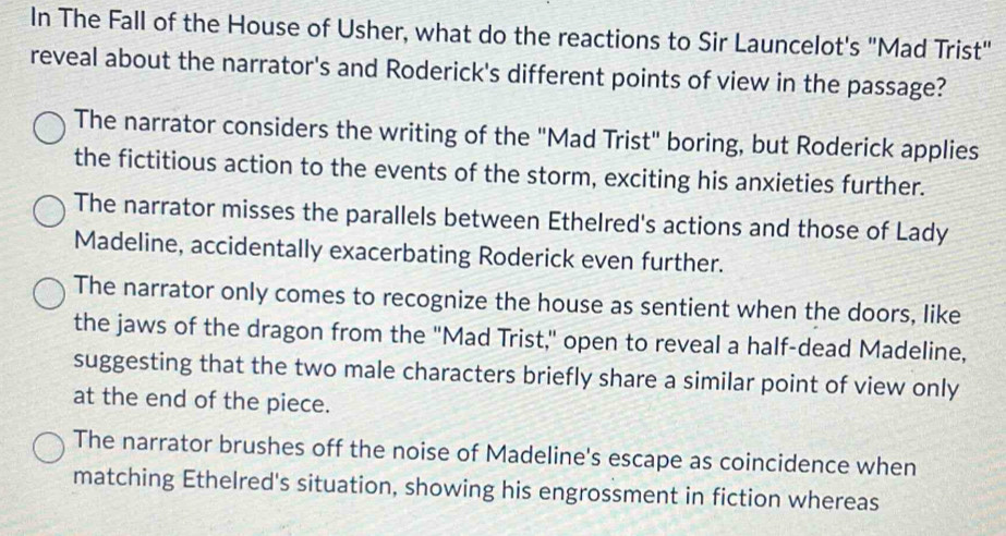 Solved: In The Fall of the House of Usher, what do the reactions to Sir ...