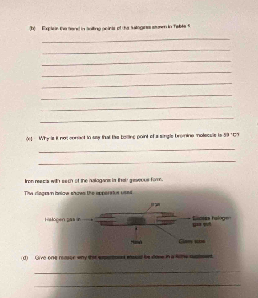 Solved: Explain the trend in boiling points of the halogens shown in ...