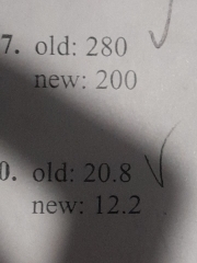 old: 280
new: 200
0. old: 20.8
new: 12.2