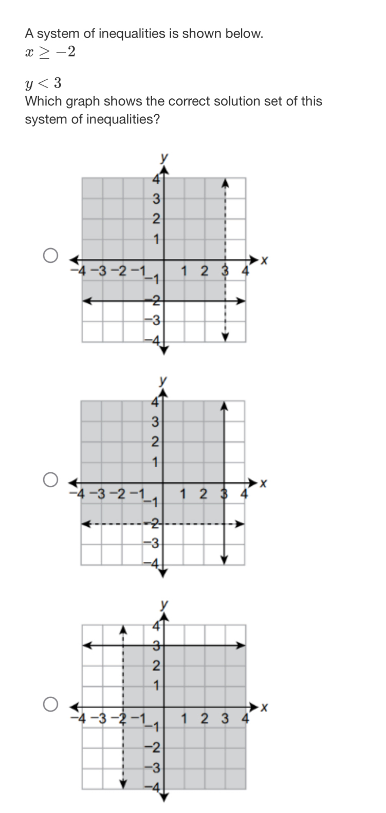 Solved: A system of inequalities is shown below. x≥ -2 y
