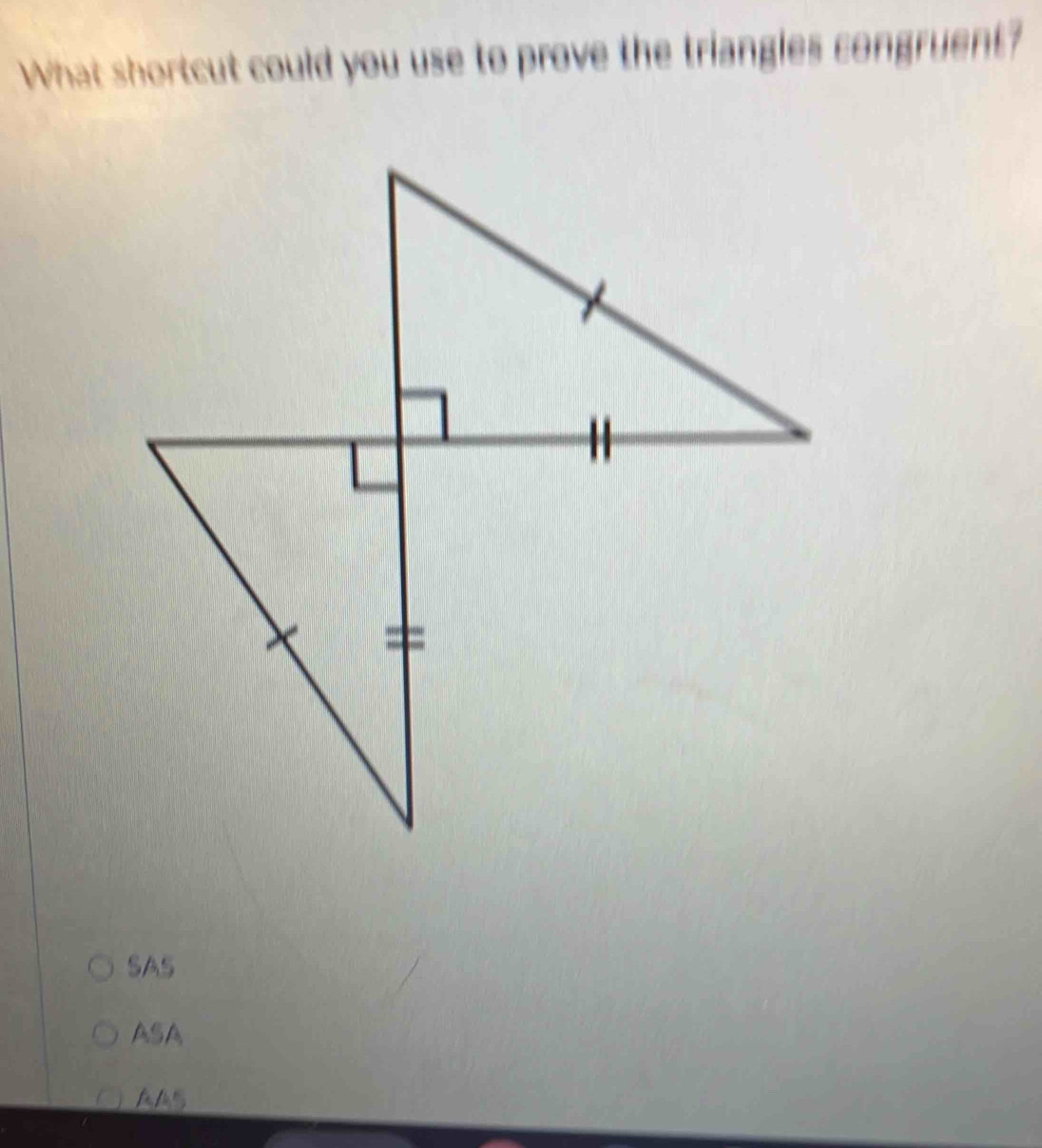 Solved: What shortcut could you use to prove the triangles congruent ...