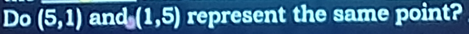 Do (5,1) and (1,5) represent the same point?