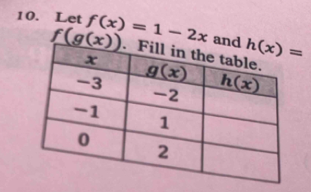 Let f(x)=1-2x and
f(g(x))