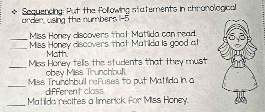 Solved: Sequencing: Put the following statements in chronological order ...