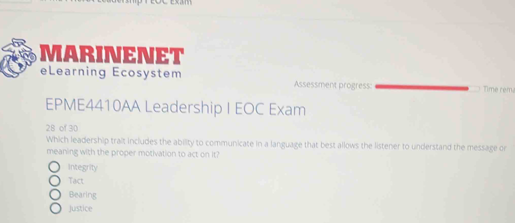 Solved: MARINENET eLearning Ecosystem Time rema Assessment progress ...