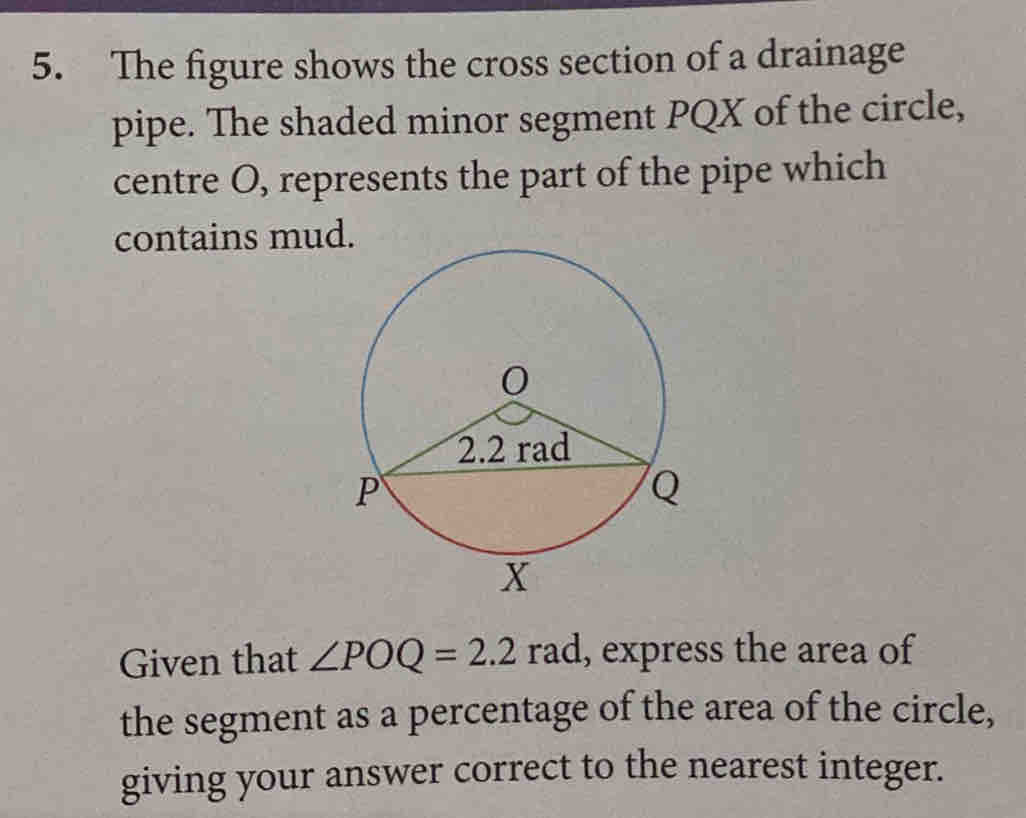Solved: The figure shows the cross section of a drainage pipe. The ...