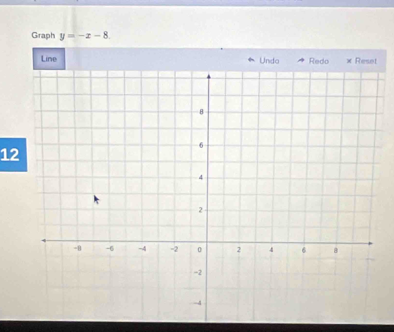 Graph y=-x-8. 
Line Undo Redo × Reset
12