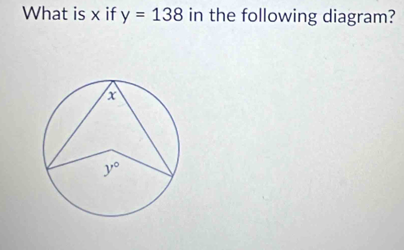 What is x if y=138 in the following diagram?