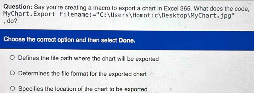 Solved: Say you're creating a macro to export a chart in Excel 365 ...