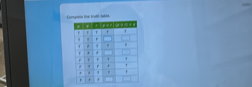 Complete the truth table,