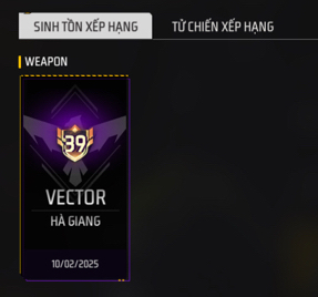 SINH TỒN XẾP HẠNG Tử CHIẾN XẾP HẠNG 
| WEAPON