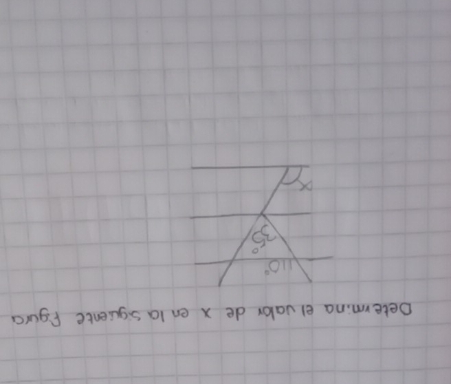 Determing eivalor de x en la siquiente Fgura
110°
35°