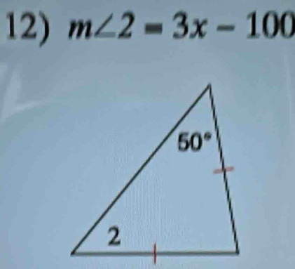 m∠ 2=3x-100