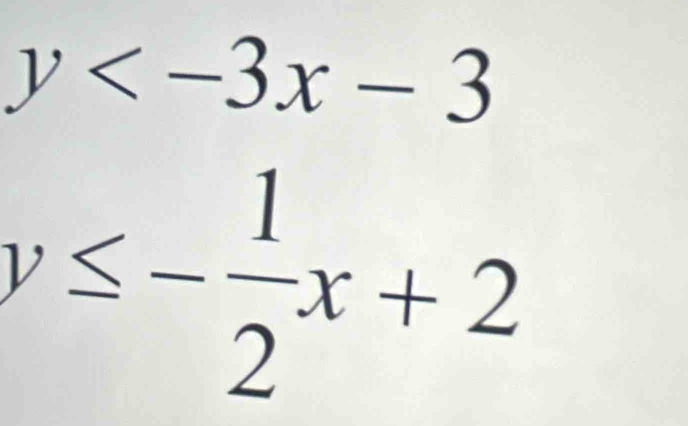 y
y≤ - 1/2 x+2