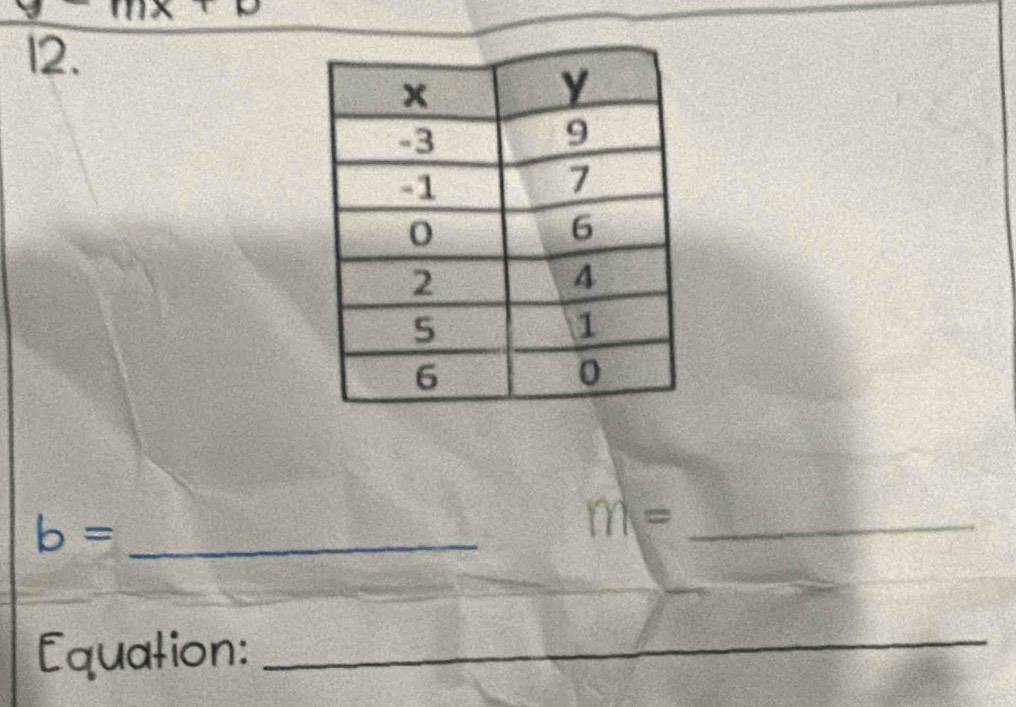 x+p
12. 
_ b=
m= _ 
Equation:_