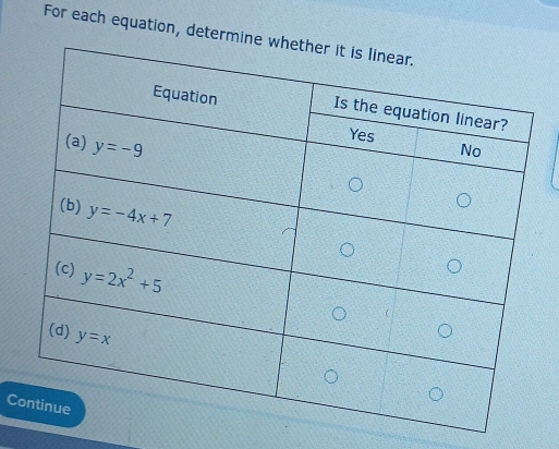 For each equation, determi
Co