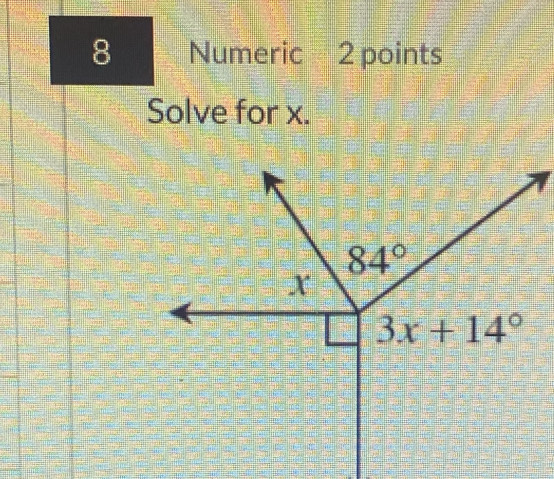 Numeric 2 points
Solve for x.