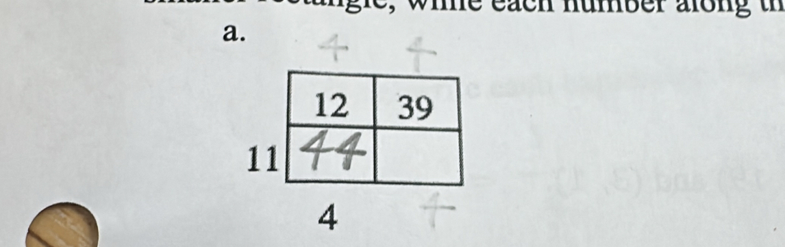 le each number along th 
a. 
4