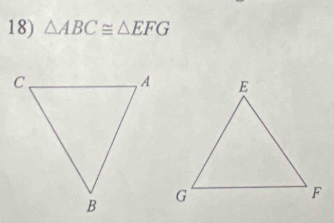 △ ABC≌ △ EFG