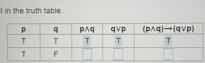 ll in the truth table.