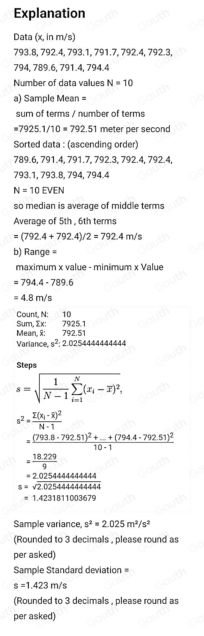 Solved: om a 155-mm gun. (b) Compute the range, sample variance, and ...